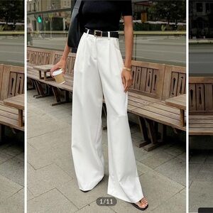 Commense White Wide-Leg Trousers